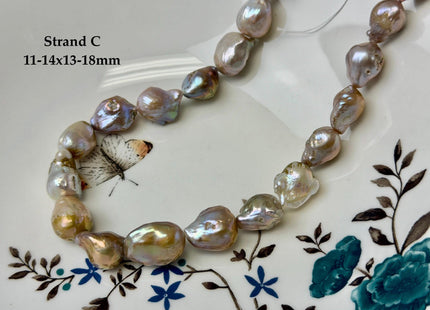 One-Of-A-Kind 10-14x13-19 mm AAA Natural Mauve Pink Seaweed Freshwater Teardrop Baroque Pearl Beads High Luster Genuine Pearl Beads #P3658