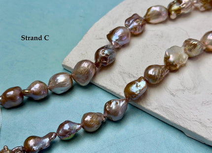 One-Of-A-Kind 10-14x13-19 mm AAA Natural Mauve Pink Seaweed Freshwater Teardrop Baroque Pearl Beads High Luster Genuine Pearl Beads #P3658
