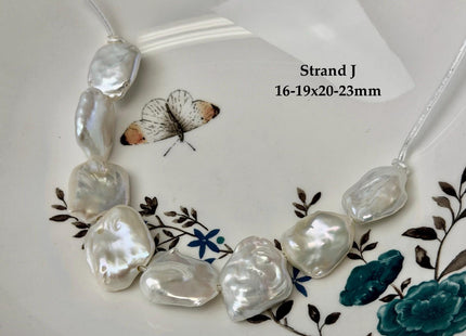 One-Of-A-Kind 16-28 mm AA Natural White Pink Freshwater Rectangular Coin Baroque Pearls High Luster Large 2.1mm Hole Beads #P3659