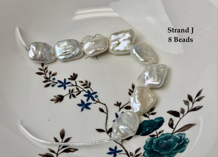 One-Of-A-Kind 16-28 mm AA Natural White Pink Freshwater Rectangular Coin Baroque Pearls High Luster Large 2.1mm Hole Beads #P3659