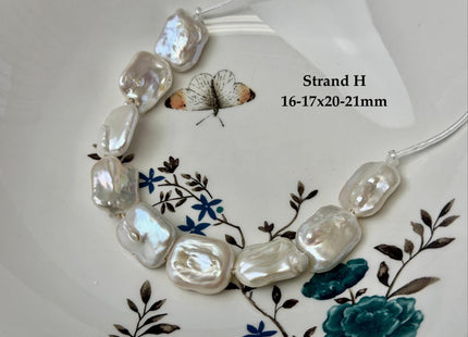 One-Of-A-Kind 16-28 mm AA Natural White Pink Freshwater Rectangular Coin Baroque Pearls High Luster Large 2.1mm Hole Beads #P3659