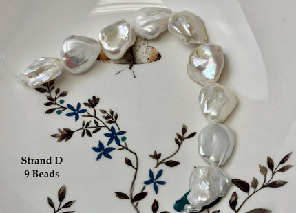 One-Of-A-Kind 16-28 mm AA Natural White Pink Freshwater Rectangular Coin Baroque Pearls High Luster Large 2.1mm Hole Beads #P3659