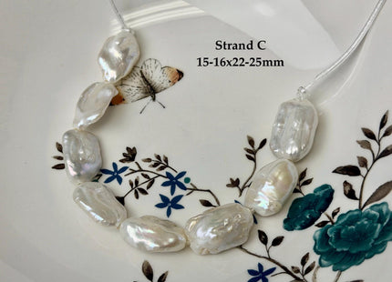One-Of-A-Kind 16-28 mm AA Natural White Pink Freshwater Rectangular Coin Baroque Pearls High Luster Large 2.1mm Hole Beads #P3659