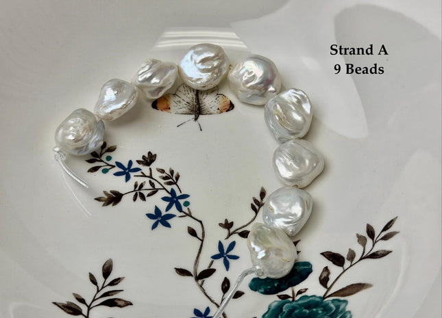 One-Of-A-Kind 16-28 mm AA Natural White Pink Freshwater Rectangular Coin Baroque Pearls High Luster Large 2.1mm Hole Beads #P3659