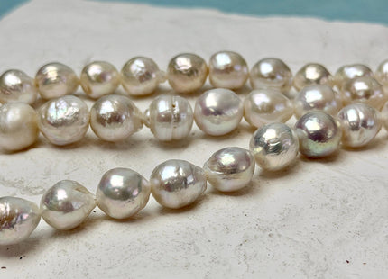 8.5-11 mm Natural White Irregular High Luster Baroque Freshwater Pearl Beads #523