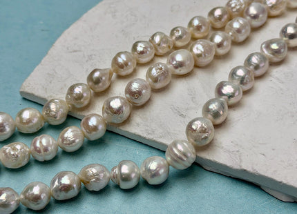 8.5-11 mm Natural White Irregular High Luster Baroque Freshwater Pearl Beads #523