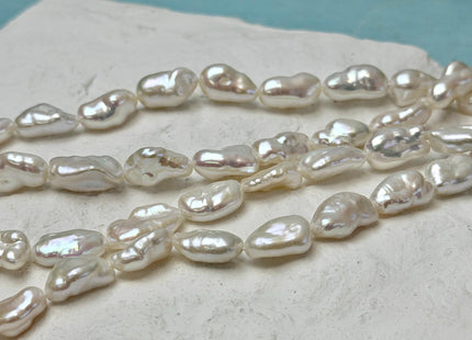 8-10x12-15 mm AAA High Luster Limited Edition Natural White Biwa Keshi Freshwater Pearls Genuine Keshi Paddle Pearl Beads #545