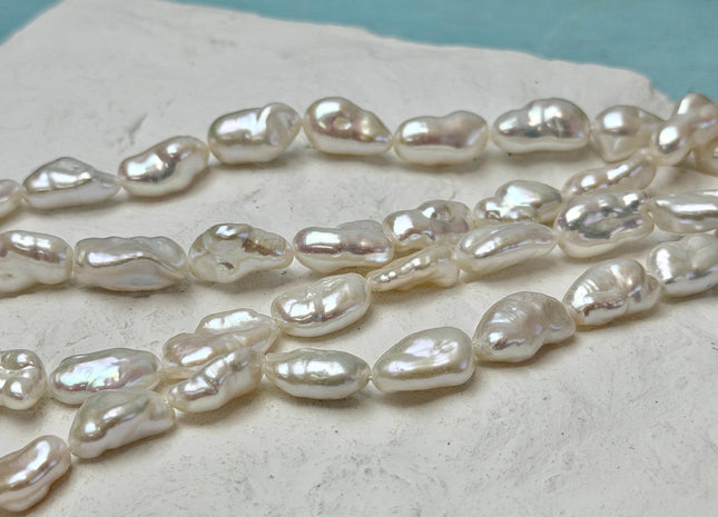 8-10x12-15 mm AAA High Luster Limited Edition Natural White Biwa Keshi Freshwater Pearls Genuine Keshi Paddle Pearl Beads #545