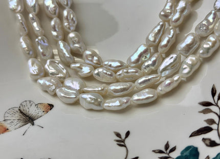 8-10x12-15 mm AAA High Luster Limited Edition Natural White Biwa Keshi Freshwater Pearls Genuine Keshi Paddle Pearl Beads #545