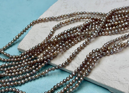 2-3 mm Pinkish Gray Tiny Freshwater Pearl Potato Shape Genuine Freshwater Seed Gray Color Pearl Beads #P3234