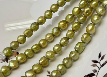 9mm Large Hole Sage Green Nugget Feshwater Pearls 2.1mm Hole 20 Beads #P3666