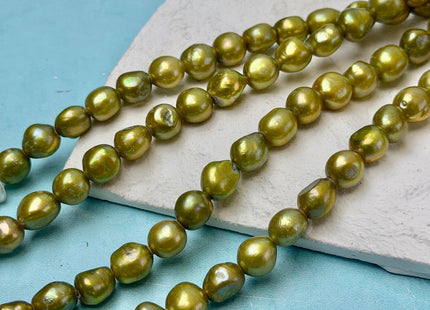 9mm Large Hole Sage Green Nugget Feshwater Pearls 2.1mm Hole 20 Beads #P3666