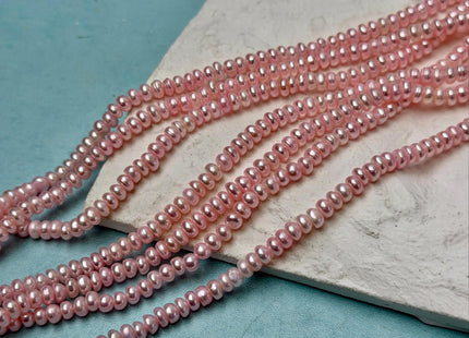 4-5 mm Baby Pink Round Button Pearl Genuine Freshwater Pearl Beads 15 Inches #P3667