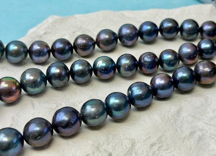 11-12 mm AA Rare Peacock Round Edison Baroque Pearls Genuine Blue Rainbow Peacock Color High Luster Edison Pearl Beads 35 Beads #P3600