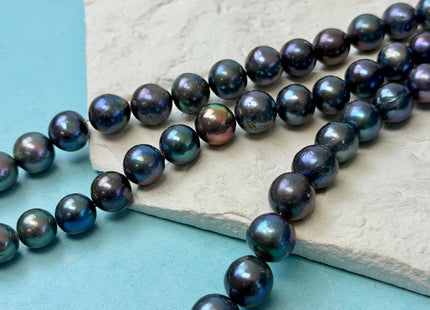 11-12 mm AA Rare Peacock Round Edison Baroque Pearls Genuine Blue Rainbow Peacock Color High Luster Edison Pearl Beads 35 Beads #P3600