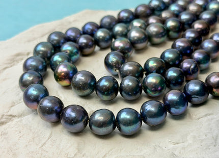 11-12 mm AA Rare Peacock Round Edison Baroque Pearls Genuine Blue Rainbow Peacock Color High Luster Edison Pearl Beads 35 Beads #P3600