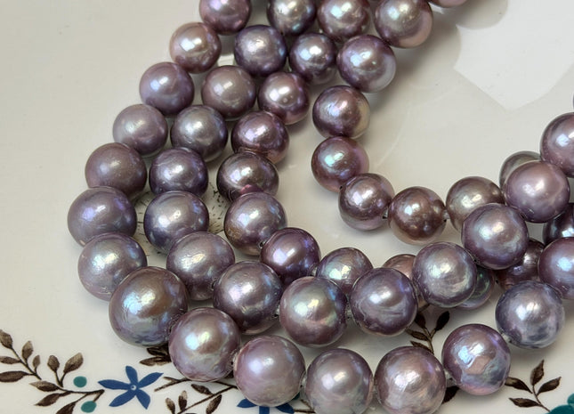 10-13 mm AA Half Strand Rare Natural Dark Purple Mauve Pink Baroque Pearl Bead Large Hole Size 2.1mm Edison Baroque Pearl 18 Beads #P3677