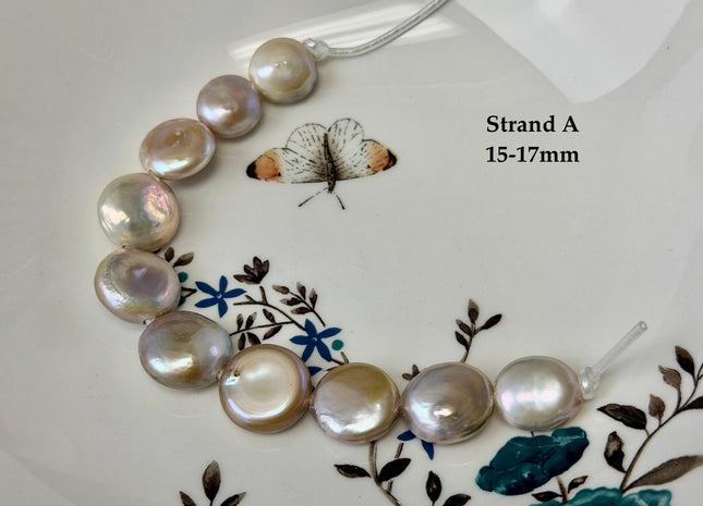 One-Of-A-Kind 14-20 mm Natural Mauve Pink Seaweed Freshwater Round Coin Pearls High Luster Large 2.1mm Hole Beads #P3672