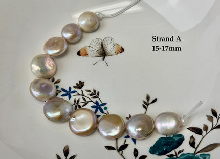 One-Of-A-Kind 14-20 mm Natural Mauve Pink Seaweed Freshwater Round Coin Pearls High Luster Large 2.1mm Hole Beads #P3672
