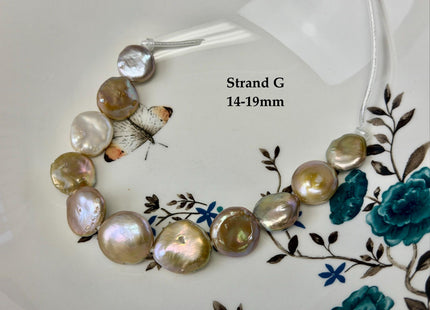 One-Of-A-Kind 14-20 mm Natural Mauve Pink Seaweed Freshwater Round Coin Pearls High Luster Large 2.1mm Hole Beads #P3672