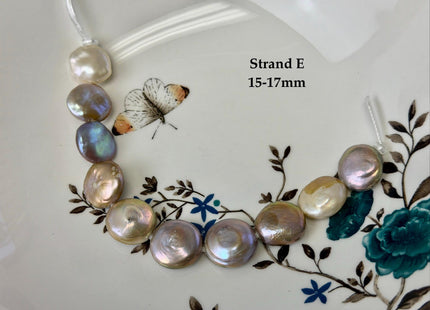 One-Of-A-Kind 14-20 mm Natural Mauve Pink Seaweed Freshwater Round Coin Pearls High Luster Large 2.1mm Hole Beads #P3672