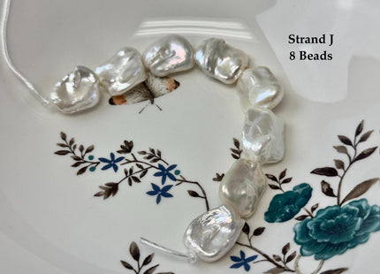 One-Of-A-Kind 17-21x20-31mm AA Natural White Mauve Pink Freshwater Rectangular Coin Baroque Pearls High Luster Large 2.1mm Hole Beads #P3673