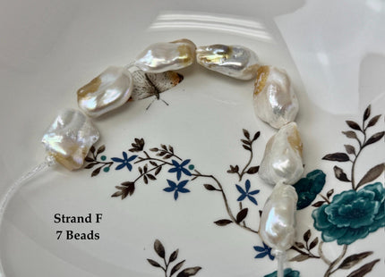 One-Of-A-Kind 17-21x20-31mm AA Natural White Mauve Pink Freshwater Rectangular Coin Baroque Pearls High Luster Large 2.1mm Hole Beads #P3673