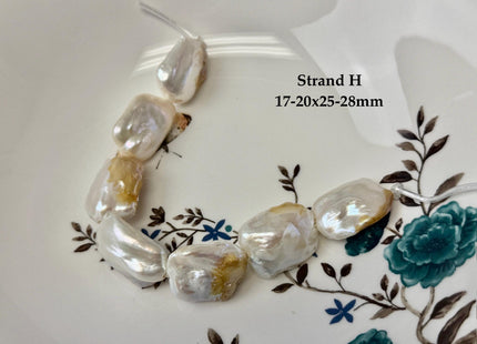 One-Of-A-Kind 17-21x20-31mm AA Natural White Mauve Pink Freshwater Rectangular Coin Baroque Pearls High Luster Large 2.1mm Hole Beads #P3673