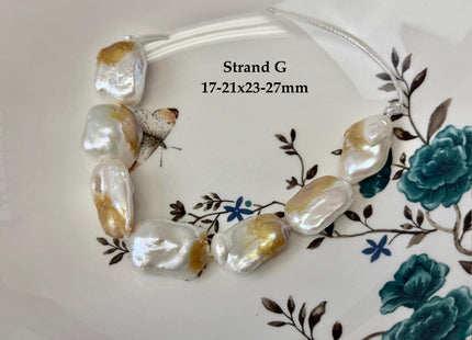 One-Of-A-Kind 17-21x20-31mm AA Natural White Mauve Pink Freshwater Rectangular Coin Baroque Pearls High Luster Large 2.1mm Hole Beads #P3673