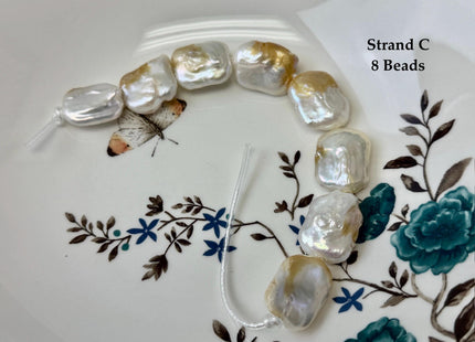 One-Of-A-Kind 17-21x20-31mm AA Natural White Mauve Pink Freshwater Rectangular Coin Baroque Pearls High Luster Large 2.1mm Hole Beads #P3673