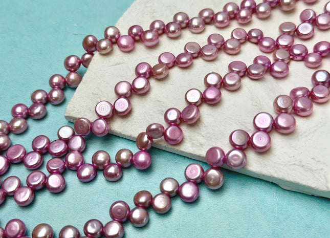6.5-7 mm AAA Lavender Pink Round Button Freshwater Pearl Beads Genuine Top Drilled Button Freshwater Pearls #P3644