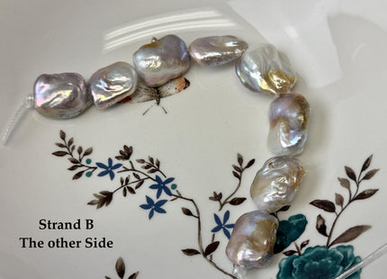 One-Of-A-Kind 17-21x20-31mm Natural White/Pink Freshwater Rectangular Coin Baroque Pearls High Luster Large 2.1mm Hole Beads #P3656