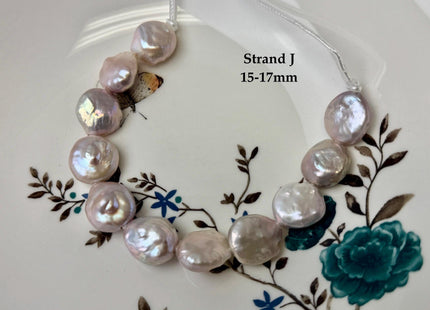 One-Of-A-Kind 15-18 mm AA Natural Mauve Pink Freshwater Round Coin Pearls High Luster Large 2.1mm Hole Beads #P3674