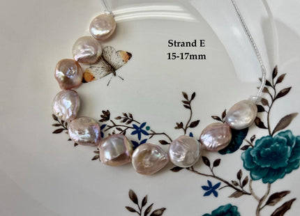 One-Of-A-Kind 15-18 mm AA Natural Mauve Pink Freshwater Round Coin Pearls High Luster Large 2.1mm Hole Beads #P3674