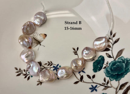 One-Of-A-Kind 15-18 mm AA Natural Mauve Pink Freshwater Round Coin Pearls High Luster Large 2.1mm Hole Beads #P3674