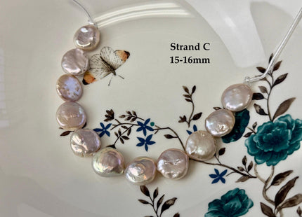 One-Of-A-Kind 15-18 mm AA Natural Mauve Pink Freshwater Round Coin Pearls High Luster Large 2.1mm Hole Beads #P3674
