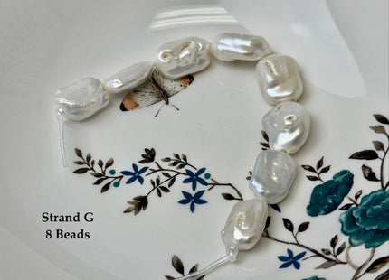 One-Of-A-Kind 17-21x20-31mm AA Natural White Freshwater Thick Rectangular Coin Baroque Pearls High Luster Large 2.1mm Hole Beads #P3679
