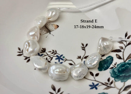 One-Of-A-Kind 17-21x20-31mm AA Natural White Freshwater Thick Rectangular Coin Baroque Pearls High Luster Large 2.1mm Hole Beads #P3679