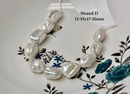 One-Of-A-Kind 17-21x20-31mm AA Natural White Freshwater Thick Rectangular Coin Baroque Pearls High Luster Large 2.1mm Hole Beads #P3679
