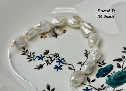 One-Of-A-Kind 17-21x20-31mm AA Natural White Freshwater Thick Rectangular Coin Baroque Pearls High Luster Large 2.1mm Hole Beads #P3679
