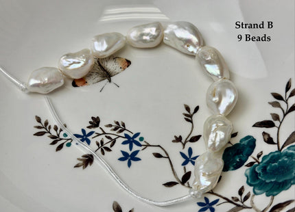 One-Of-A-Kind 17-21x20-31mm AA Natural White Freshwater Thick Rectangular Coin Baroque Pearls High Luster Large 2.1mm Hole Beads #P3679
