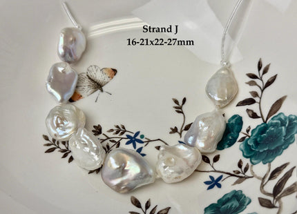 One-Of-A-Kind 16-21x20-31mm AAA Natural White Pink Freshwater Rectangular Coin Baroque Pearls High Luster Large 2.1mm Hole Beads #P3680