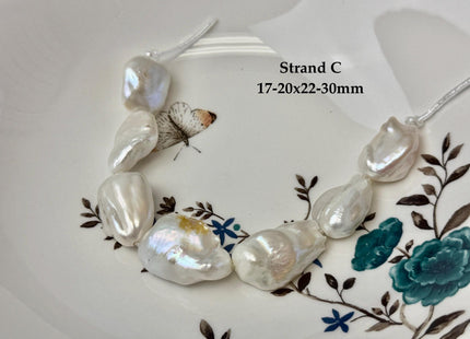 One-Of-A-Kind 16-21x20-31mm AAA Natural White Pink Freshwater Rectangular Coin Baroque Pearls High Luster Large 2.1mm Hole Beads #P3680