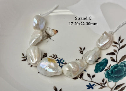One-Of-A-Kind 16-21x20-31mm AAA Natural White Pink Freshwater Rectangular Coin Baroque Pearls High Luster Large 2.1mm Hole Beads #P3680