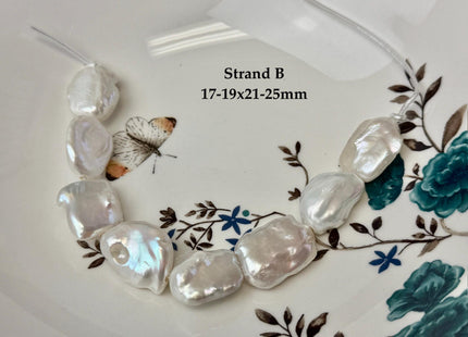 One-Of-A-Kind 16-21x20-31mm AAA Natural White Pink Freshwater Rectangular Coin Baroque Pearls High Luster Large 2.1mm Hole Beads #P3680