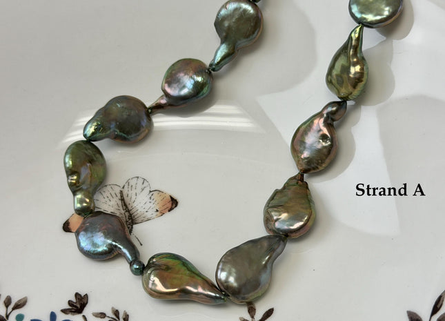 14-15x20mm Olive Green Color TearDrop Coin Freshwater Pearl Beads #P3708