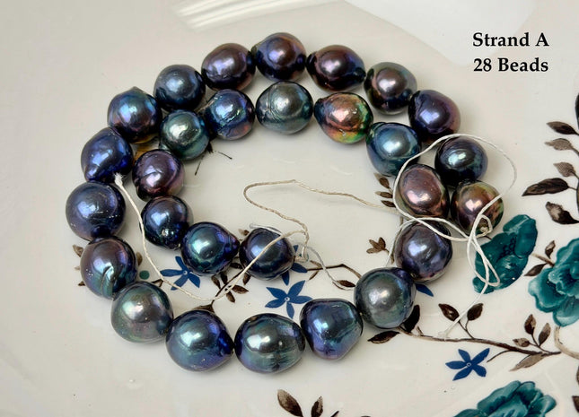 One-Of-A-Kind 12-14x13-17 mm AA Rare Rainbow Peacock Freshwater Edison Baroque Pearls High Luster Teardrop Edison Pearl Beads #P3681