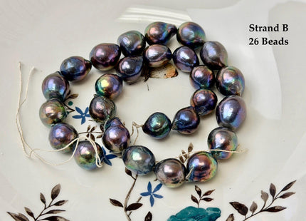 One-Of-A-Kind 12-14x13-17 mm AA Rare Rainbow Peacock Freshwater Edison Baroque Pearls High Luster Teardrop Edison Pearl Beads #P3681
