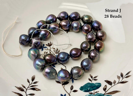 One-Of-A-Kind 12-14x13-17 mm AA Rare Rainbow Peacock Freshwater Edison Baroque Pearls High Luster Teardrop Edison Pearl Beads #P3681