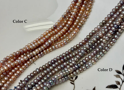 5 mm AA Large Hole Natural Mauve Pink Half Strand Round Button Rondelle Freshwater Pearls Hole Size 1.2mm Freshwater Pearl 55 Beads #P3682